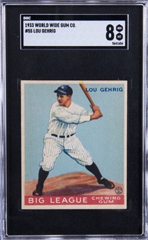 1933 V353 World Wide Gum #55 Lou Gehrig – SGC NM-MT 8 "1 of 1!"